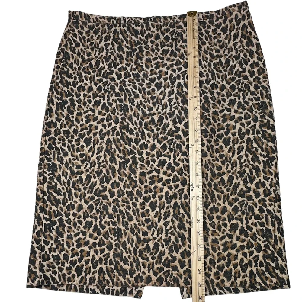 J.Crew Pencil Skirt Women's Animal‎ Leopard Print Slit Zip Size 12 Retro Classic